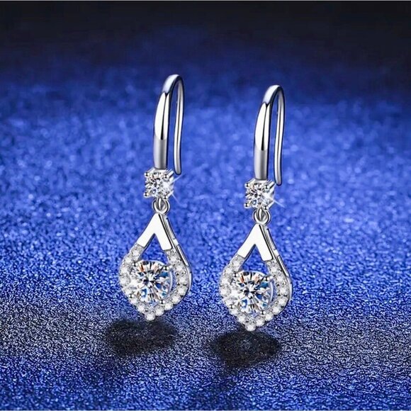 Sparkly Silver Drop Earrings - Picture 4 of 4